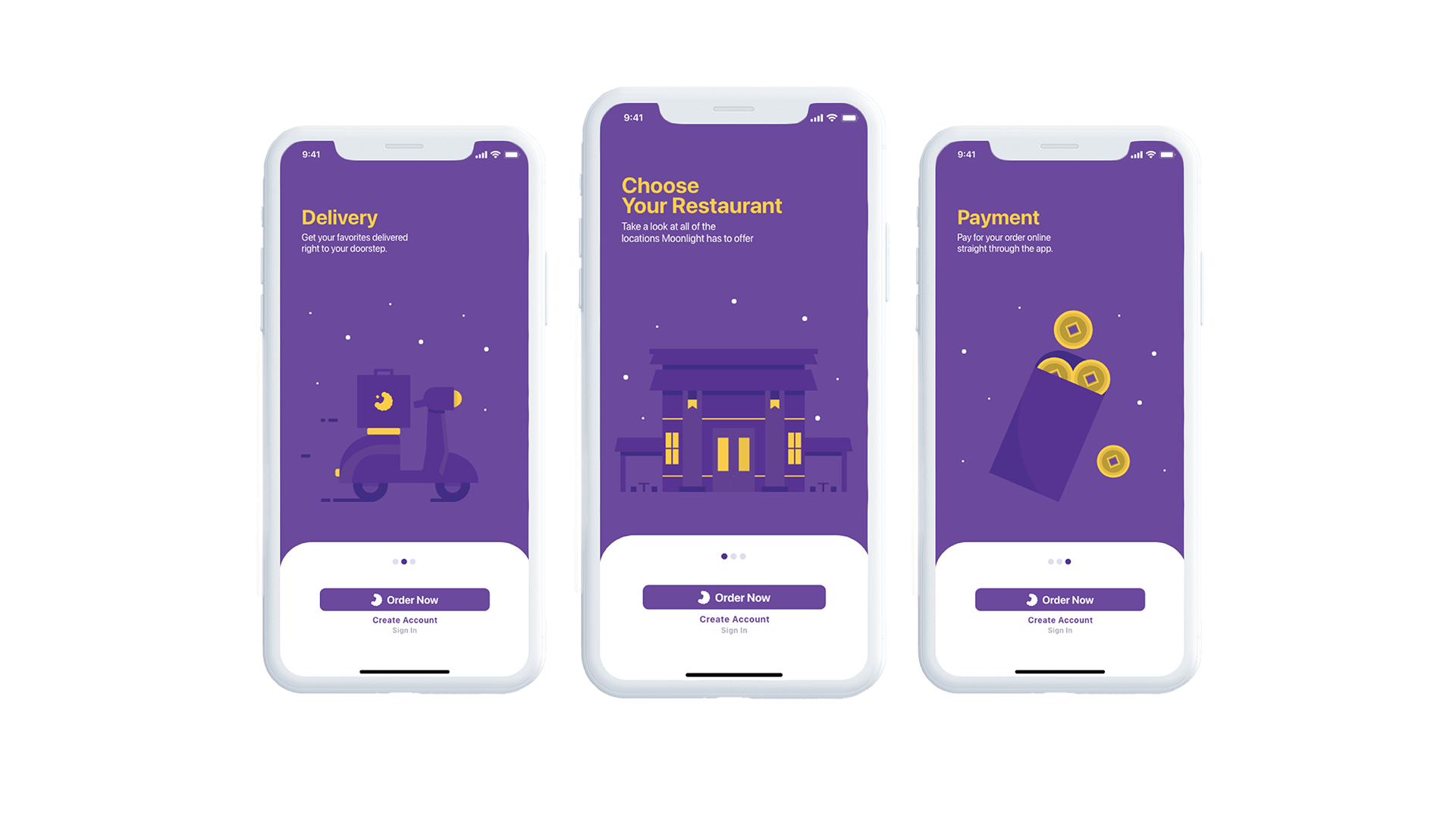 A photo showing the opening carousel of the app